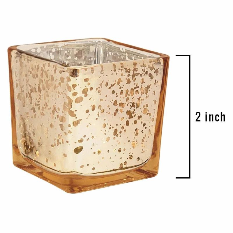 Hot Sale Gold Mercury Square Candle Glass Jar for Wedding Decoration