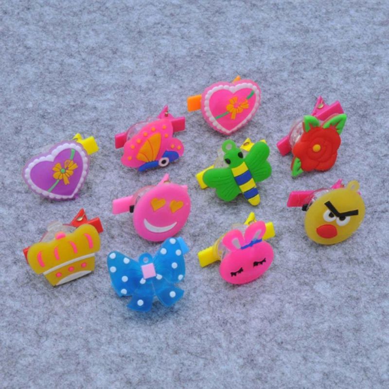 Cartoon Glowing Hair Clip Soft Flash Tail Hairpin Light