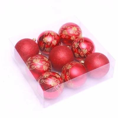 8cm Red Shiny Matte Glitter Plastic Christmas Ball for Decoration