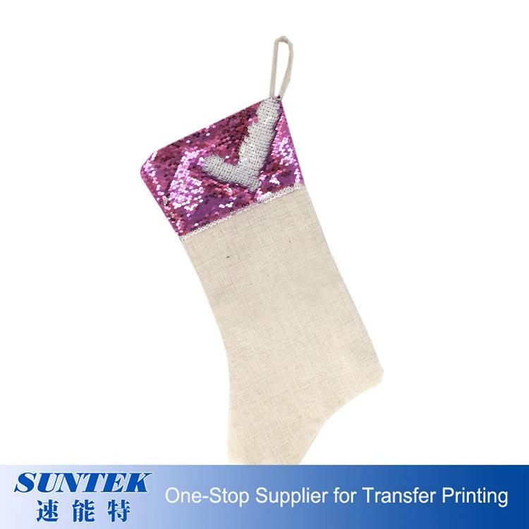 Top Seller Wholesale Sequin Stocking Socks for Heat Press Magic Sublimation Hanging Christmas Socks