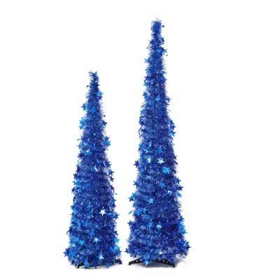 Collapsable Christmas Tree, 5 FT Pop up Tinsel Collapsible Xmas Tree with Stand for Indoor and Outdoor Home Holiday Decoration