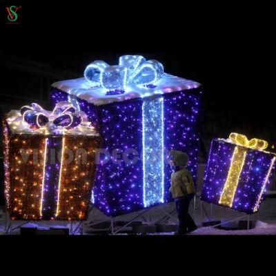 Large Outdoor Waterproof Christmas 3D Motif LED Gift Box Lights