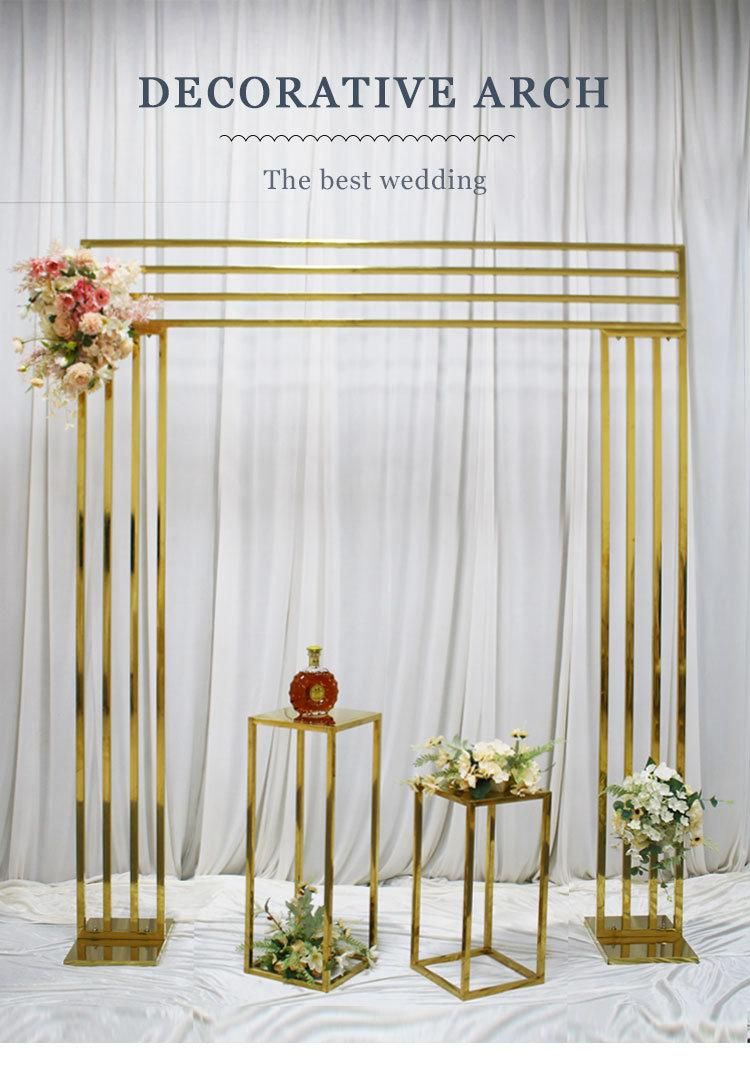 Wholesale Custom Metal Square Frame Christmas Gold Arch for Wedding Party Backdrop Decoration