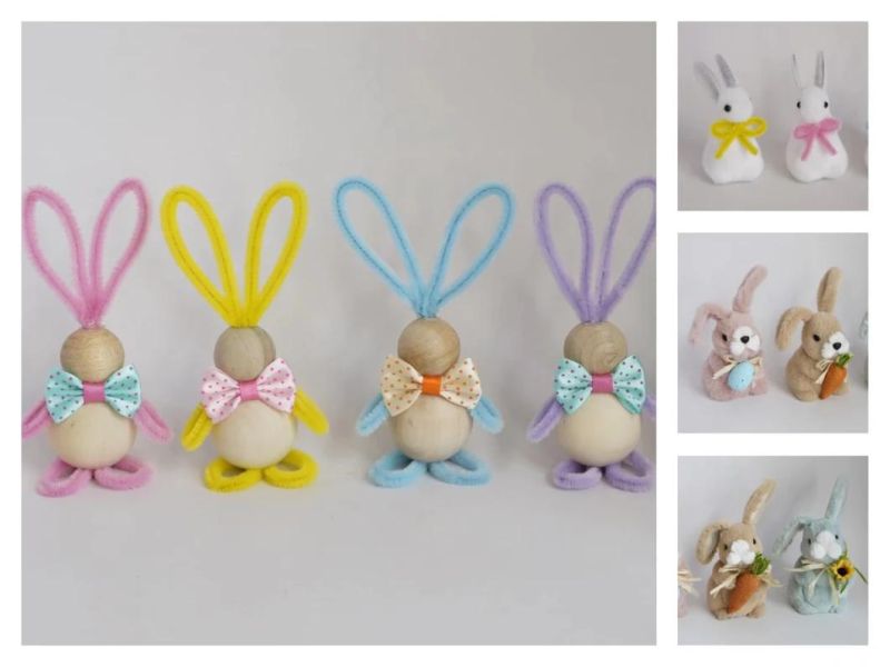 Factory Suppliers Customized Bunny Standing Wooden Decor Easter Decoration