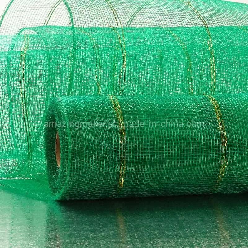 Wide Spaced Double Metallic Stripe 21′′ Wedding Packaging Deco Mesh