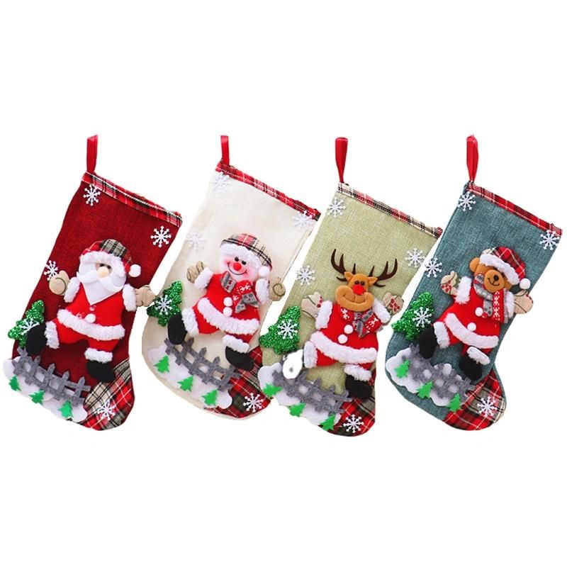 Christmas Stockings 12.2′′ Large Size Xmas Stockings Decorations 3D Santa Snowman Reindeer Bear Xmas Character Stockings Decorations for Family Holiday Christma