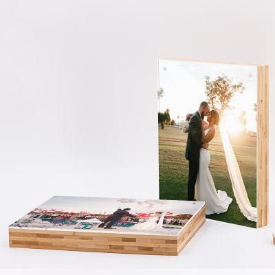 Bamboo Frameless Acrylic Display Flush Magnetic Mounting Wedding Photo Frame