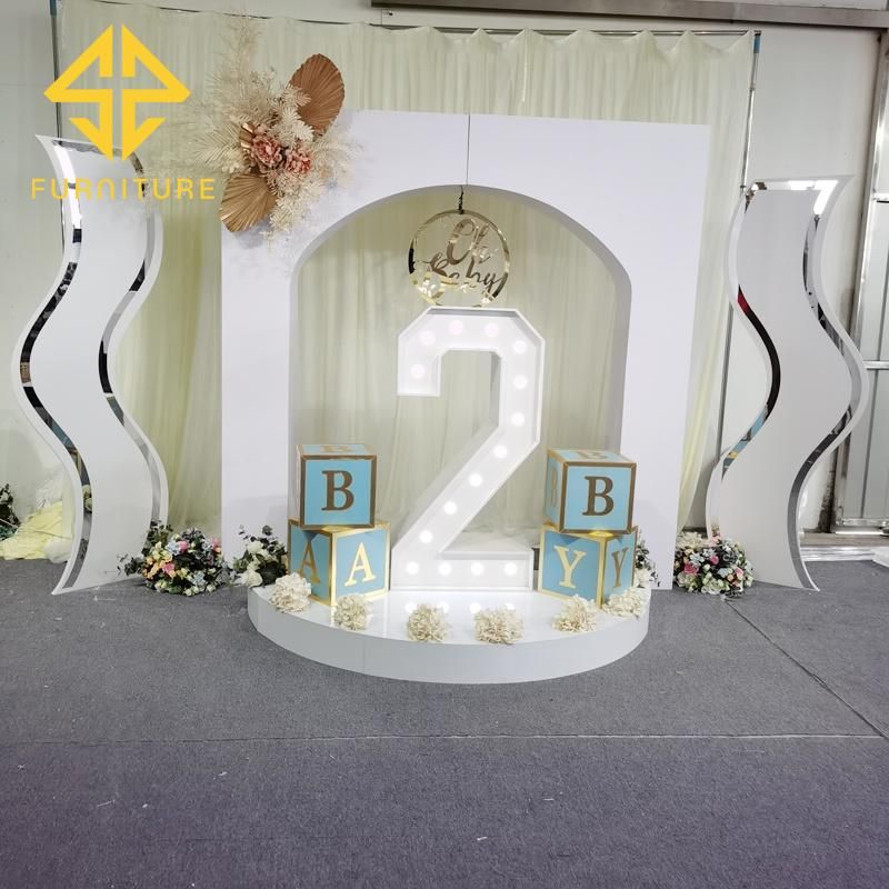New Design Luxury Modern Wedding Banquet Event Decoration PVC White Backdrop