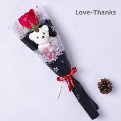 Soap Flower Bouquet Teddy Bear Gifts for Christmas, Valentine&prime;s Day, Mother&prime;s Day Gifts