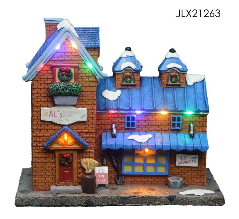 Christmas Cookie House with LED Lights Polyresin Christmas House Decoration with Music