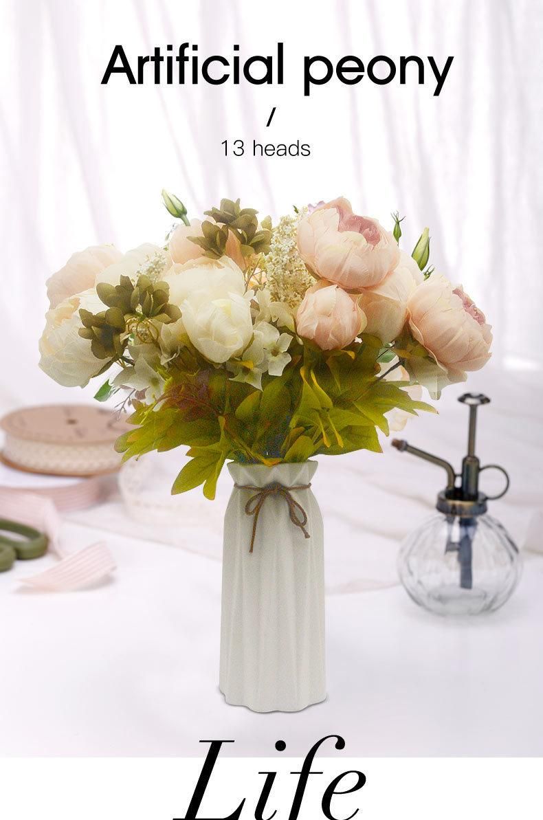 Wholesale Vintage Artificial Peony Silk Flowers Bouquet Home Wedding Decoration