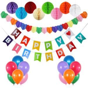Umiss Paper Festival Birthday Decoration Set with Paper Ball Bunting