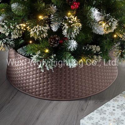 Large Rattan Effect Christmas Tree Collar, Brown, 65 Cm