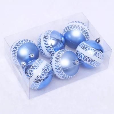 8cm Ice Blue Shiny Matte Painted Christmas Balls Christmas Tree Balls