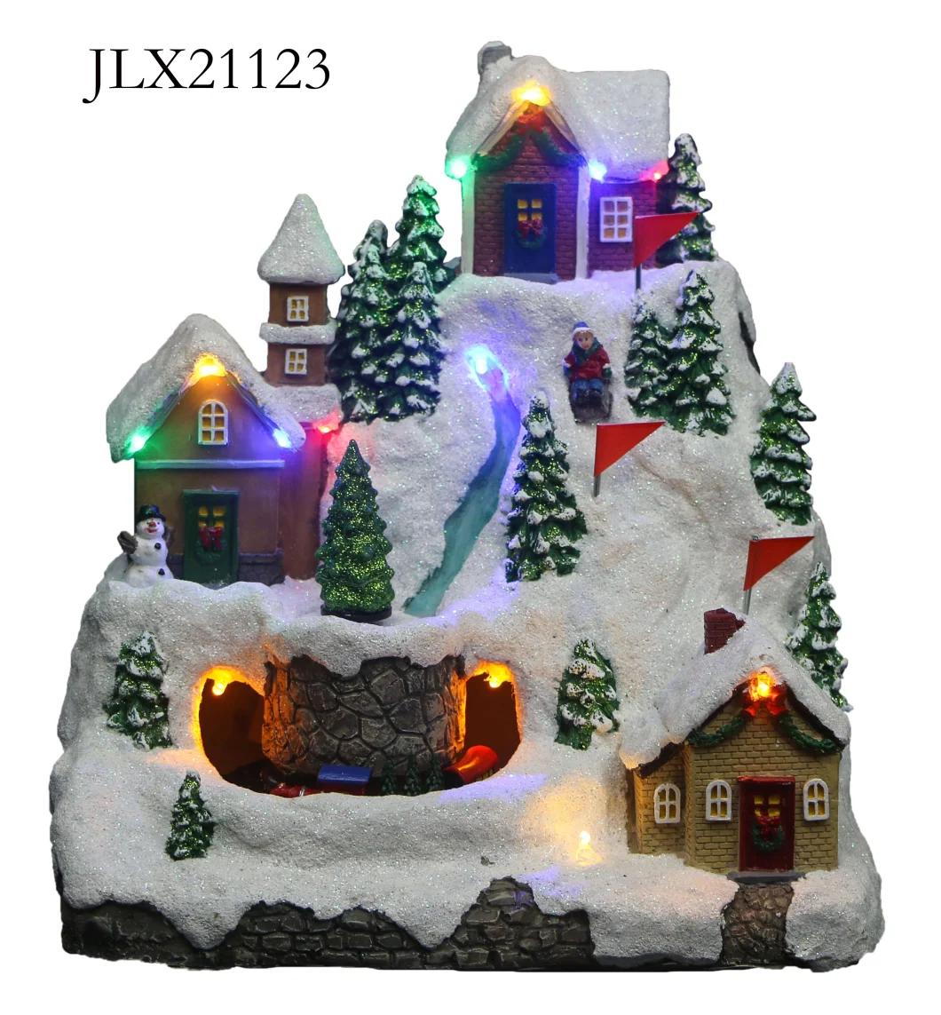 Christmas Village Figurines Indoor Decorations Snow Village Set/9PCS