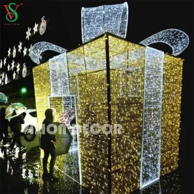 Outdoor Lighted up Christmas 3D Gift Box Motif Lights