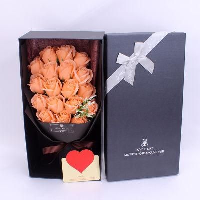 Flowers Box Florist Bouquet Gift Box Making Wholesale Handmade Soap Artificial Flower Rose Gift Box
