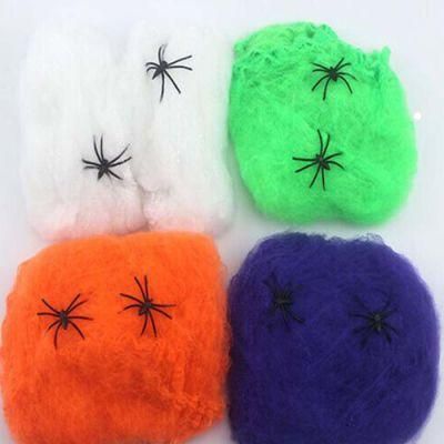 Custom Weight Halloween Spider Web Cotton Net with Spiders Decoration Supplies