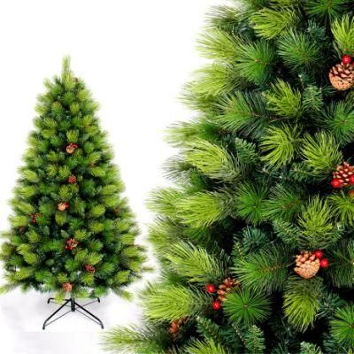 Yh1903 Xmas Decoration Metal Base PVC PE Artificial Branches Layered LED Prelit Christmas Tree for Xmas Celebration