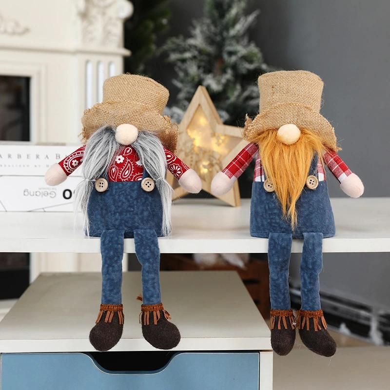 Cross-Border New Christmas Long Legs Mbrudoff Doll Cowboy Hat Faceless Doll Window Sitting Ornaments