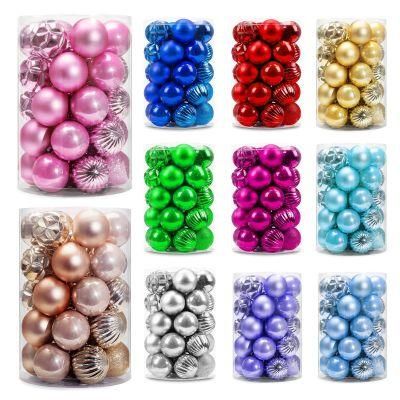 4cm Barrel Christmas Ball Set Electroplated Plastic Ball Christmas Tree Decorative Penddant