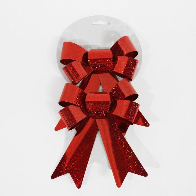 Red 31cm PVC Laser Bowknot Christmas Decoration Supplier