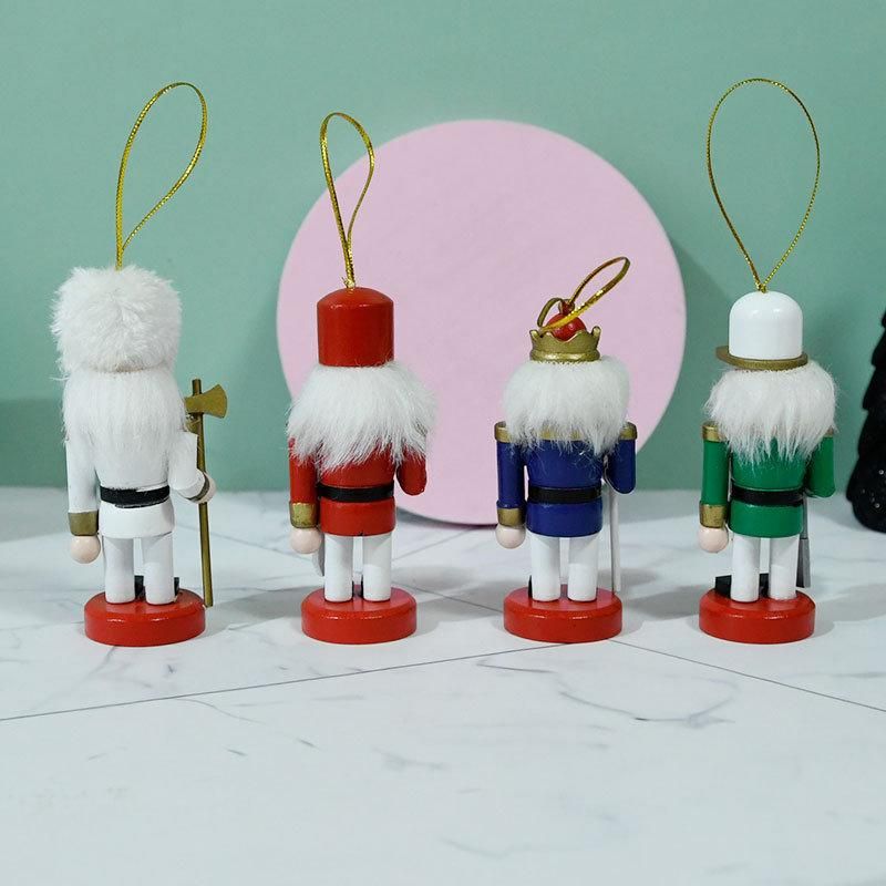 4 PCS Nutcracker Ornament Set Wooden Nutcracker Christmas Ornaments