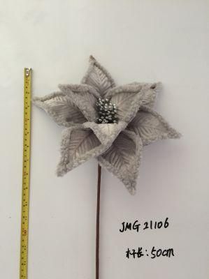 Ytcf106 Velvet Material Poinsettia Flower with Factory Price