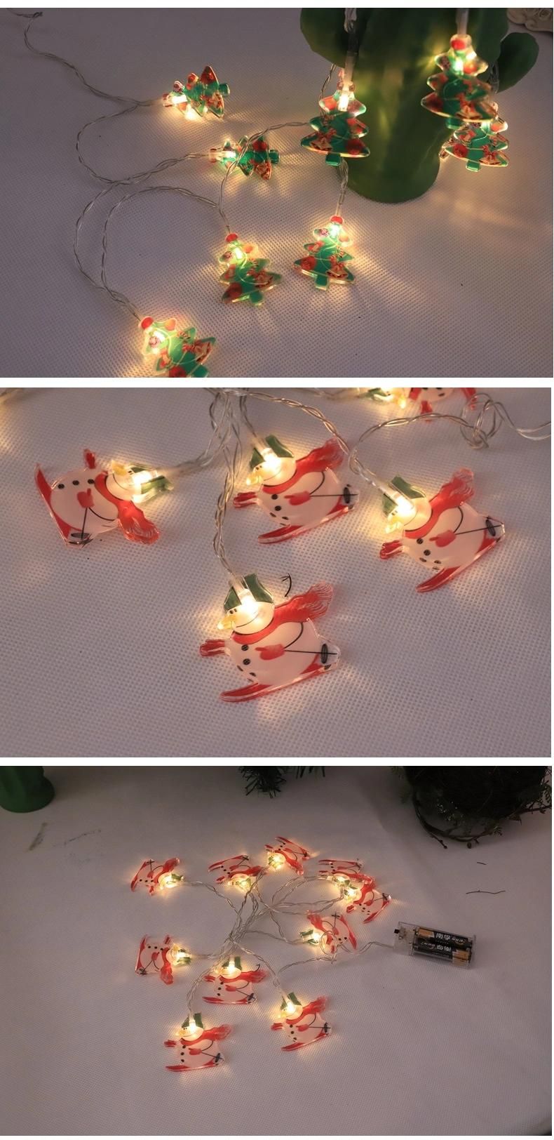 Santa Claus LED String Lights Christmas Tree Snowman Decorative String Lights Festive LED Room Battery Christmas Snowman String Lights