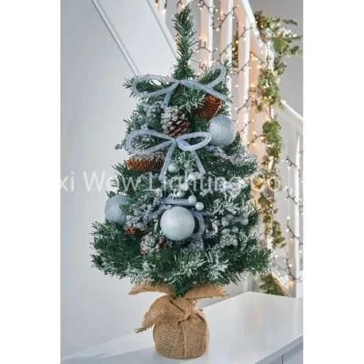 Burlap Base Decorated Christmas Tree Silver Ice 2 FT 60 Cm