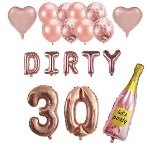 30 Years Old Number Birthday Aluminum Film Champagne Balloon Set