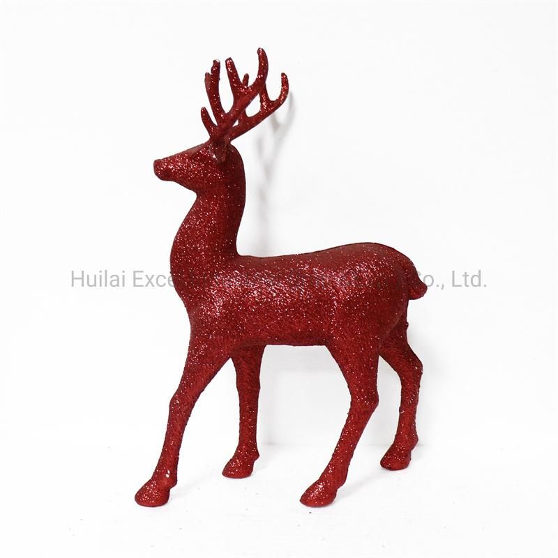 Christmas Reindeer Ornament Standing Reindeer Glitter Animal Elk Christmas Decoration