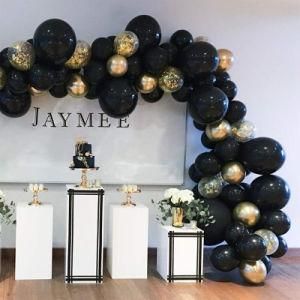 Black Gold Balloons Garland Arch Confetti balloon Wedding Birthday balloon