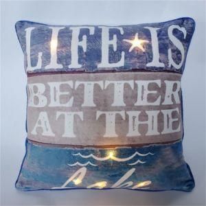 Purple Printed Letter LED Pillow Cushion for Home Decor