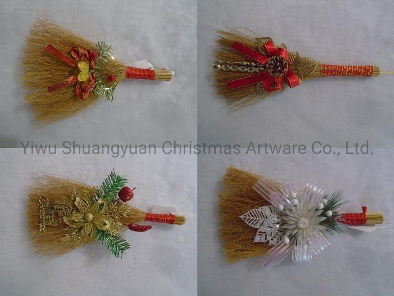 Christmas Hanging Besom with Butterfly for Holiday Wedding Party Decoration Supplies Hook Ornament Craft Gifts