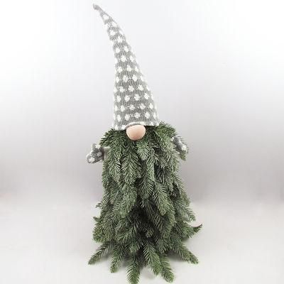 Grey Color Snow Flocked Felt+PE Mixed Christmas Gnome
