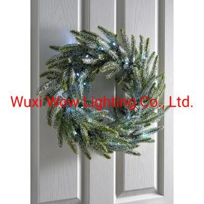 Frosted Fir Wreath Illuminated with 20 White LED Lights