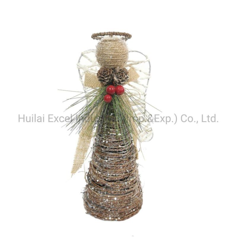 Wicker Christmas Decor Wire Angel Figurine Christmas Decoration Angel Figurine