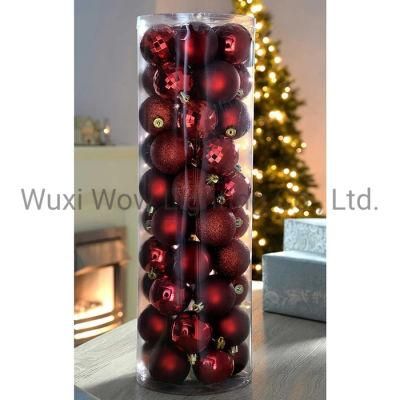 50-Piece Shatterproof Colour Co-Ordinated Christmas Tree Baubles Red