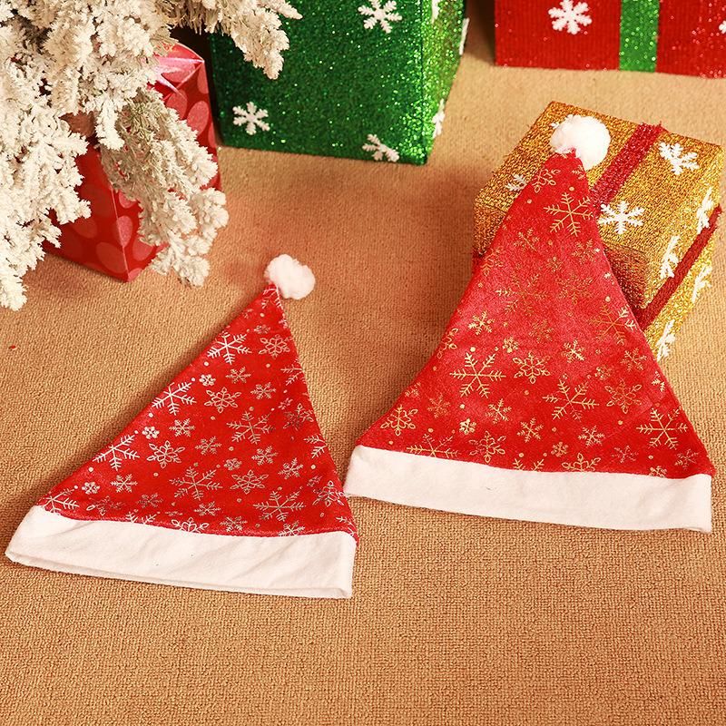 Red Color Christmas Hat with Printing Christmas Decoration