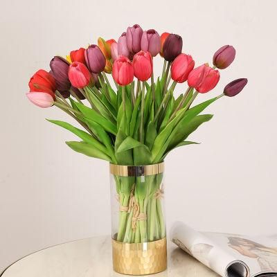 Artificial Tulip Flower Mini Real Touch Fake Flowers Wedding Bouquet Home Decorations for Mother Wife Girlfriend