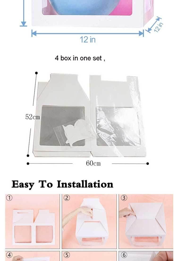 Gold Silver Rose Gold Square Balloon Box Kit Gender Reveal Baby Shower Bridal Shower Christmas Party Decorations Transparent Window 2021 New Arrivals