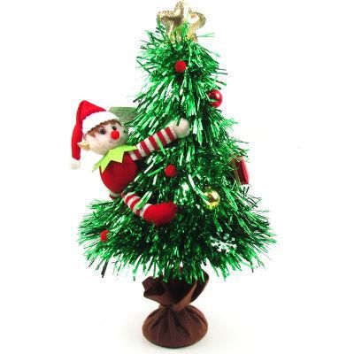Green Pet Tinsel Tree with Doll and Ornaments Decorate