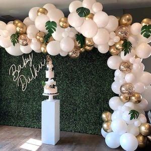 Metallic Gold and White Birthday Balloon Turtle Leaf Balloon Garland