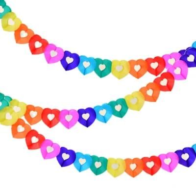 Party Decoration Wedding Favors Heart Rainbow Colorful Tissue Paper Garland