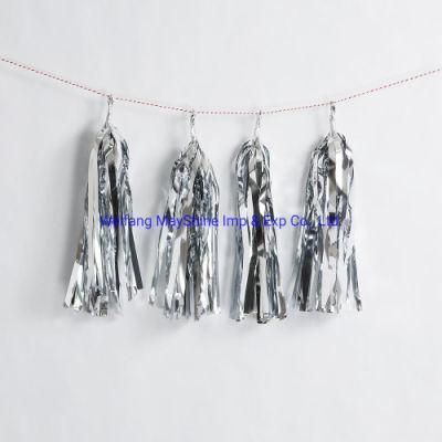 Wholesale Shiny Pet Paper Tassels Fringe Banner DIY Foil Metallic Hanging Tassel Garland for Table Wall Decor