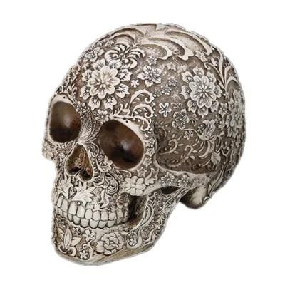 Resin Human Skull Decoration, Halloween Decor Skull Sculpture, Creative Adult Skull Flowerpot, Trick Skeleton Craft