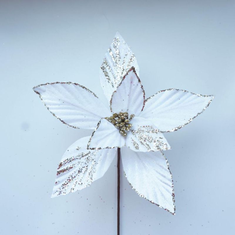 White Poinsettia Flowers for Christmas Tree Decoration