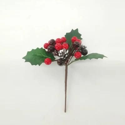 Glitter Powder Leaf Branch Flower Arrangement for Christmas Party Tree Hanging Decoration