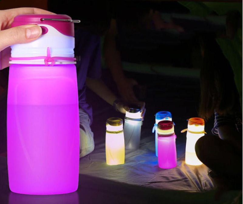 Collapsible Water Bottles with USB Rechargeable LED Light